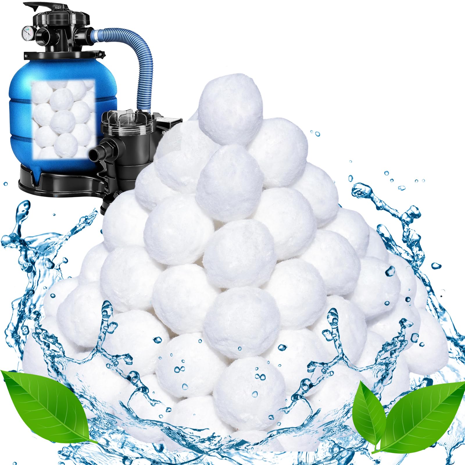 Bolas Filtro Piscina 1400 g,Bolas de Filtro de Piscina de 1400g para Sistemas de Filtro de Arena, Reemplaza 50kg Arena de Filtro, Limpiador de Piscinas Sistema de Filtro