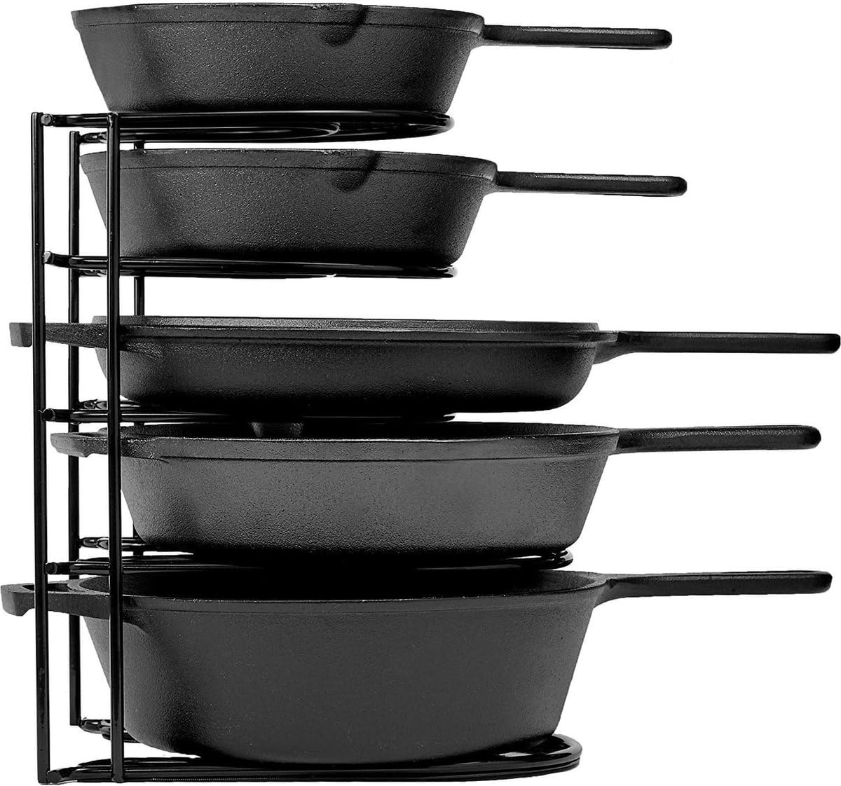 SMH LINE Organizzatore resistente per pentole e padelle in ghisa, sartenes, casseruole, coperchi, scaffale in acciaio resistente a 5 livelli per bancone cucina e armadio