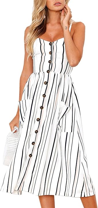white midi dress spaghetti strap