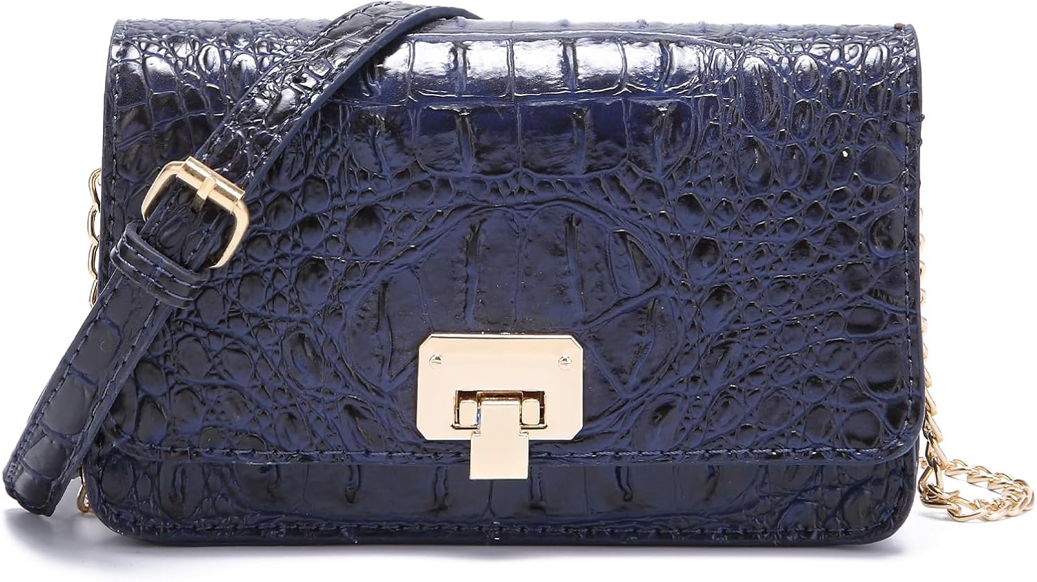 Small Crocodile Crossbody Cell Phone Purse for women Vegan Leather Clutch Wallet with Leather Shoulder Strap | Small, Crocodile, Vegan Leather