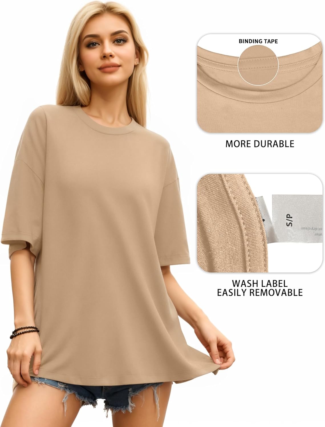 MANGOPOP Women's Oversized T Shirts Short Sleeve Crewneck Loose Fit Tops Summer Basic Gym Workout Clothes - Image 5