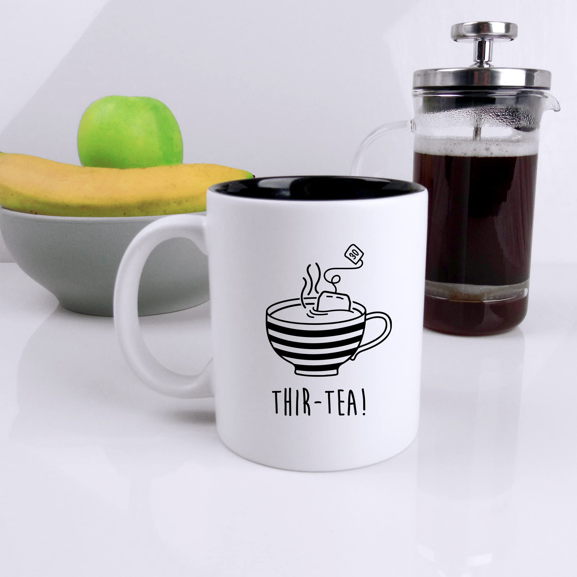 eBuyGB Engraved Black Reveal Coffee Mug -THIR-Tea Design - 350ml Tea Cup, 30th Milestone Birthday Gifts for Men, Him - Thirtieth Gift for Friend, Brother, Son