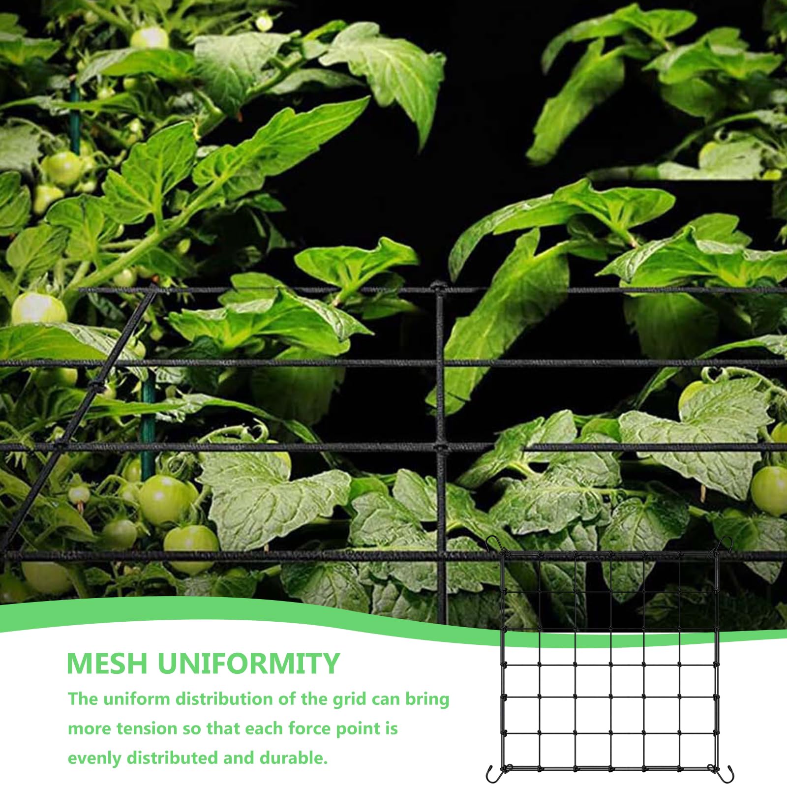 Scrog-Netz 90x90 Cm – Elastisches Pflanzennetz Mit 4 Haken, Für Kletterpflanzen, Gemüse & Blumen – Rankenfreundlich, Stabil & Wiederverwendbar