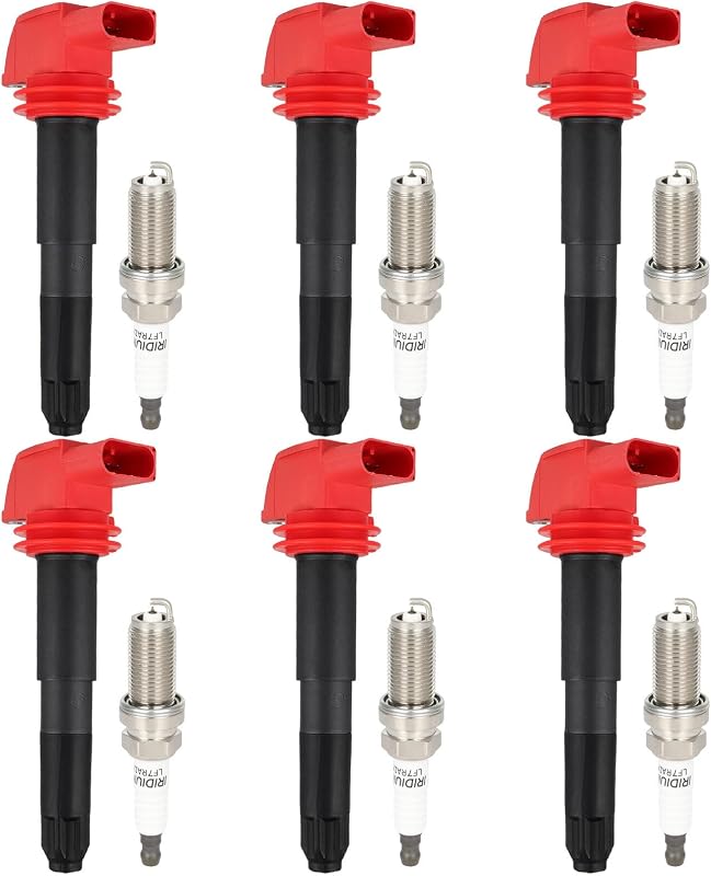 Kit de bobinas de ignição ECCPP UF660 com velas de irídio AP5325 para Porsche Cayenne e Panamera – 6 bobinas e 6 velas