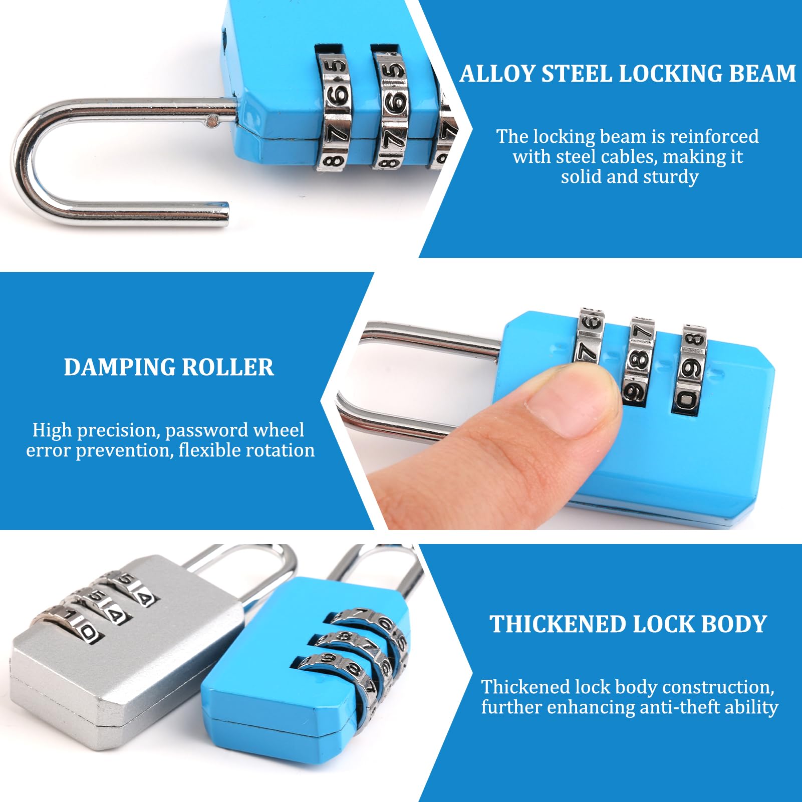 Pack De 6 Cadenas à Code 4 Chiffres - Alliage Zinc Résistant - Pour Valises, Casiers, Portails