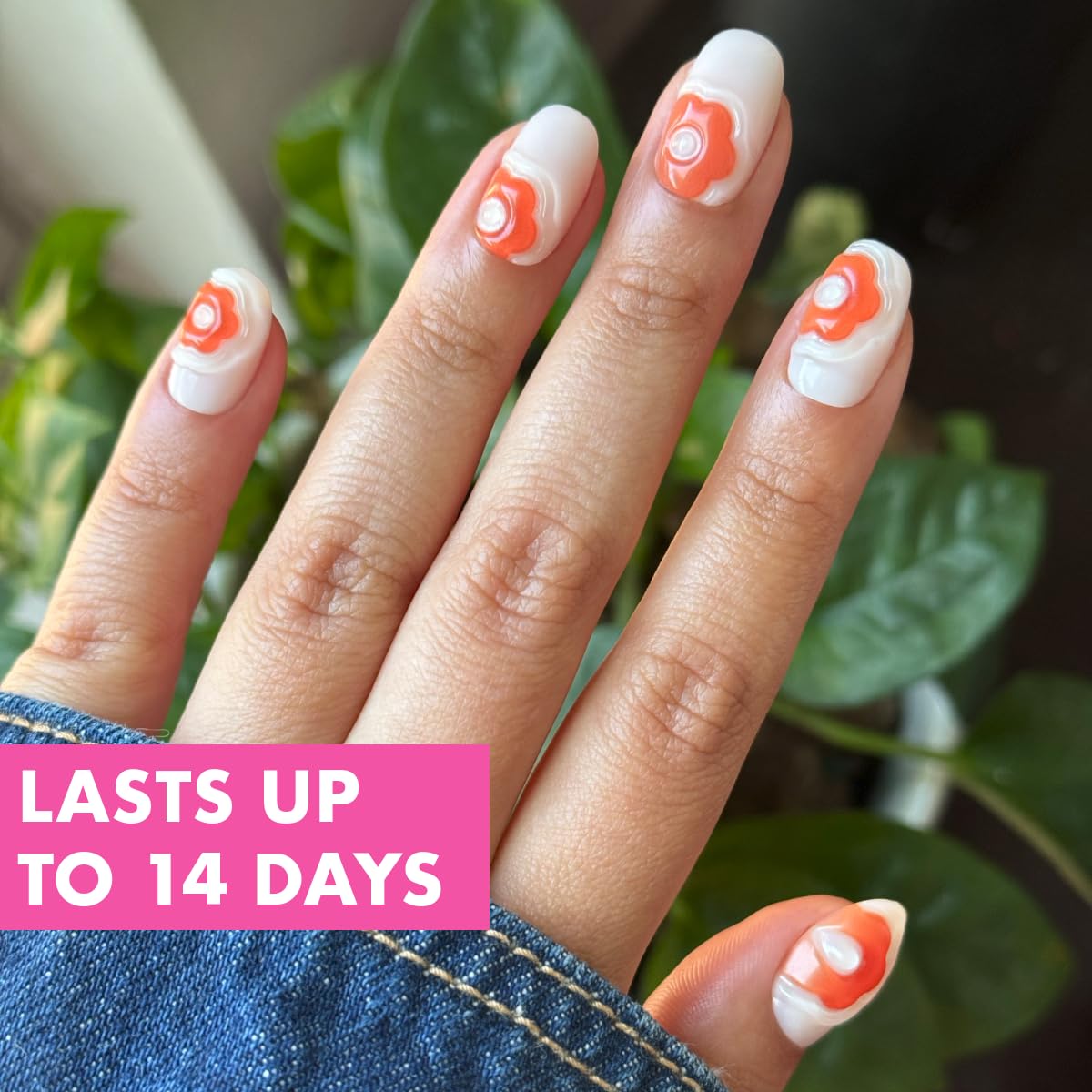 Olive & June Maximalist Instant Mani Press-On Nails (Glue) | 42 Fake Nails, 21 Sizes | Non-Toxic, Long-Lasting Big, Bold Gorgeous Realistic Look | Salon-Quality | Short, Round | Puffy Bubble Flowers