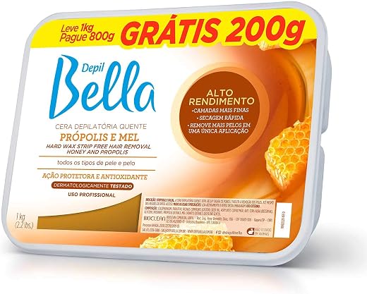 Depil Bella - Cera Depilatória Própolis e Mel Alto Rendimento Pague 800g Leve 1kg
