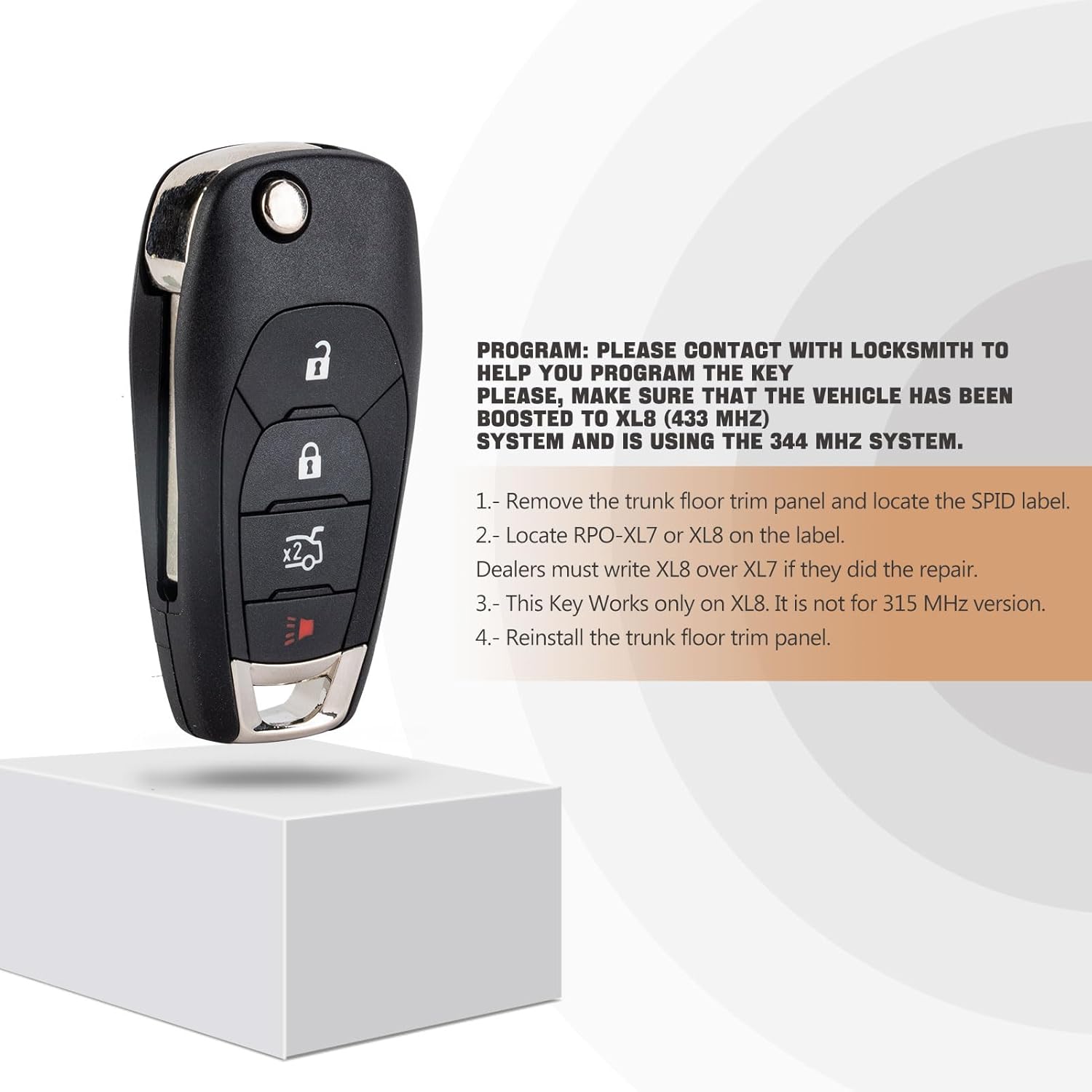 Flip Car Key Fob for 2016/2017/2018/2019 Cruze XL8 Systems Only Keyless Entry Remote LXP-T004 433 MHz (Pair)