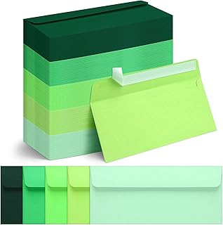 500 Pcs #10 Colored Envelopes Letter Size Business Envelopes Neon Adhesive Standard for Office Check Invoices Letters Letterhead Invitations Announcements 4-1/8 x 9-1/2''(Green Series)