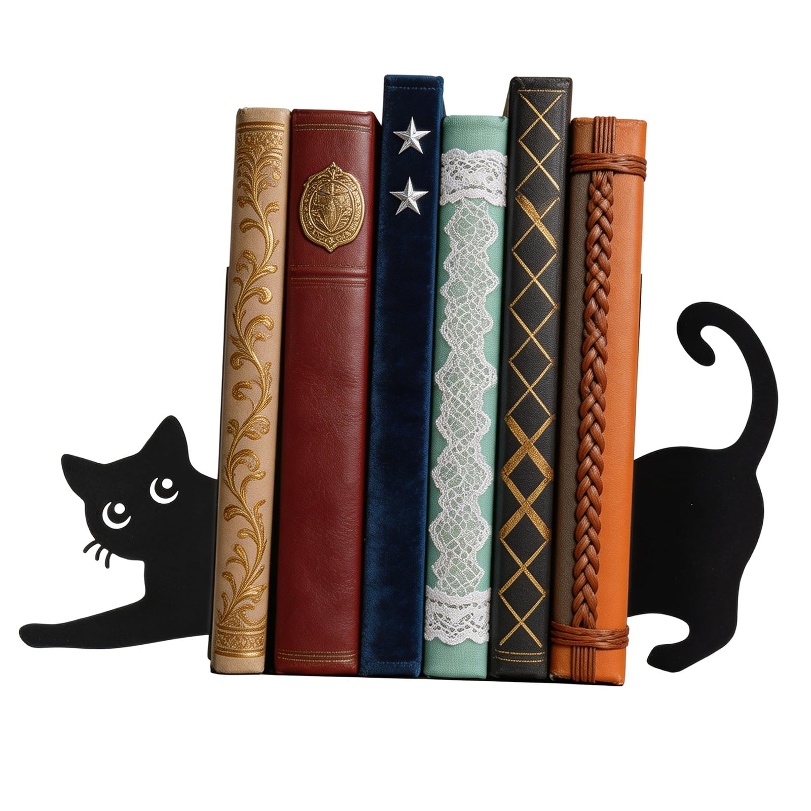 Unique Cats Theme Bookend Functional and Decorative Book End for Bookshelves Display and Desk Decors Slip Proof Book Stoppers