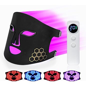 LED Facial Beauty Mask, Red Light, 4 Color LED Light Care Mask, Near Infrared, Designed for Women, Timer Function, Cordless Operation, For Women