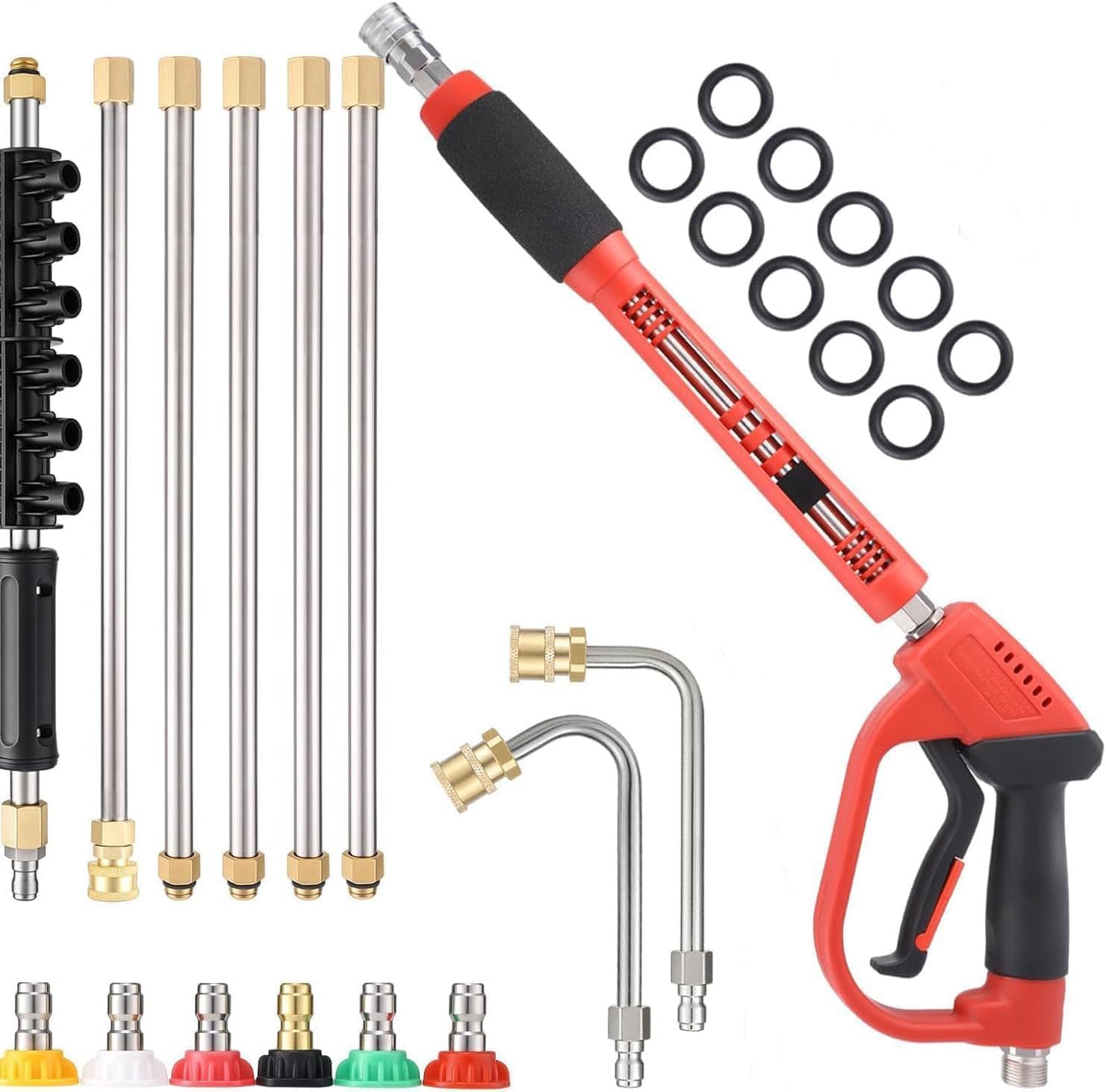 Set di adattatori per idropulitrice ad alta pressione, M22-14 mm su 1/4", raccordi rapidi in ottone, 5000 psi, 4 pezzi (2 pezzi)