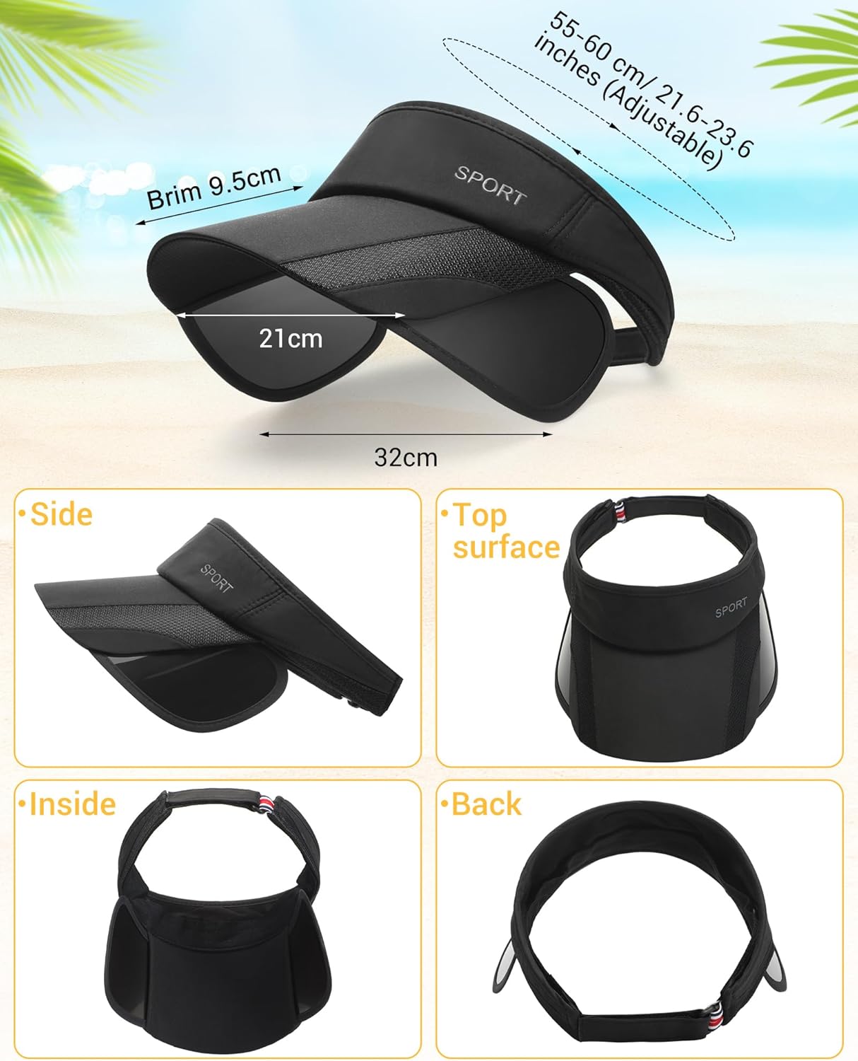 Jiuguva 6 Pcs Summer Golf Sun Visor Hats for Women Men Golf Hat Sport Sun Protection Cap for Beach Running Applications