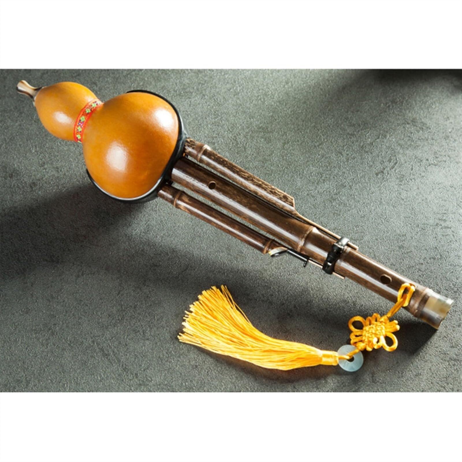 Flauta Hulusi anticaída Natural y duradera Flauta Hulusi de tres tonos Tecla C/B Tecla plana Calabaza Instrumento musical con estuche Hulusi profesional(B Flat)