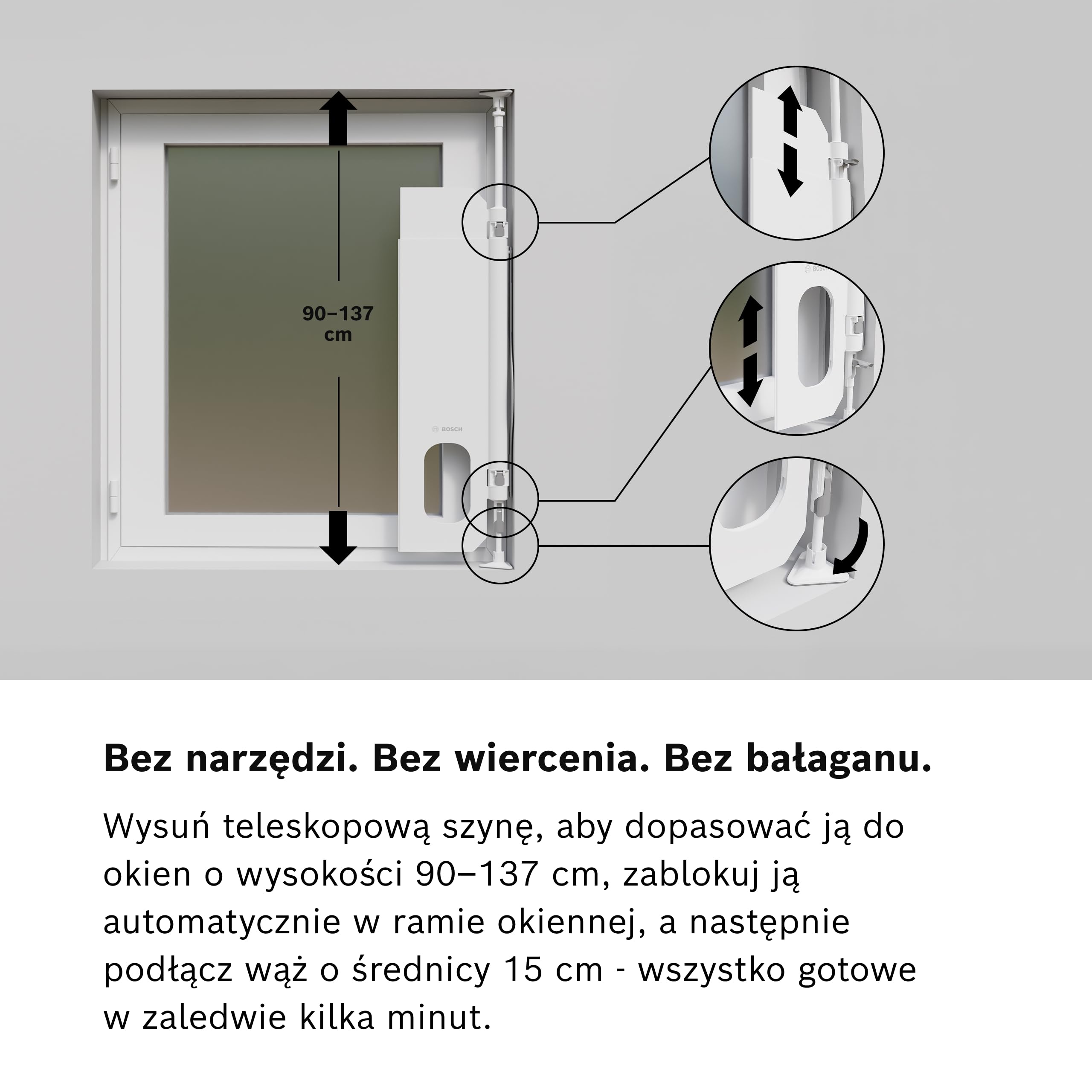 Bosch Zestaw okienny do przenośnych klimatyzatorów i okien uchylno-rozwieranych