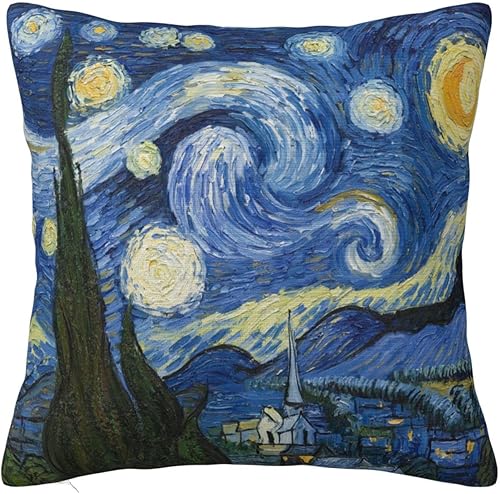 Van Gogh - Funda de almohada con diseño de cielo estrellado de 18 x 18 pulgadas para sofá, cama, decoración del hogar