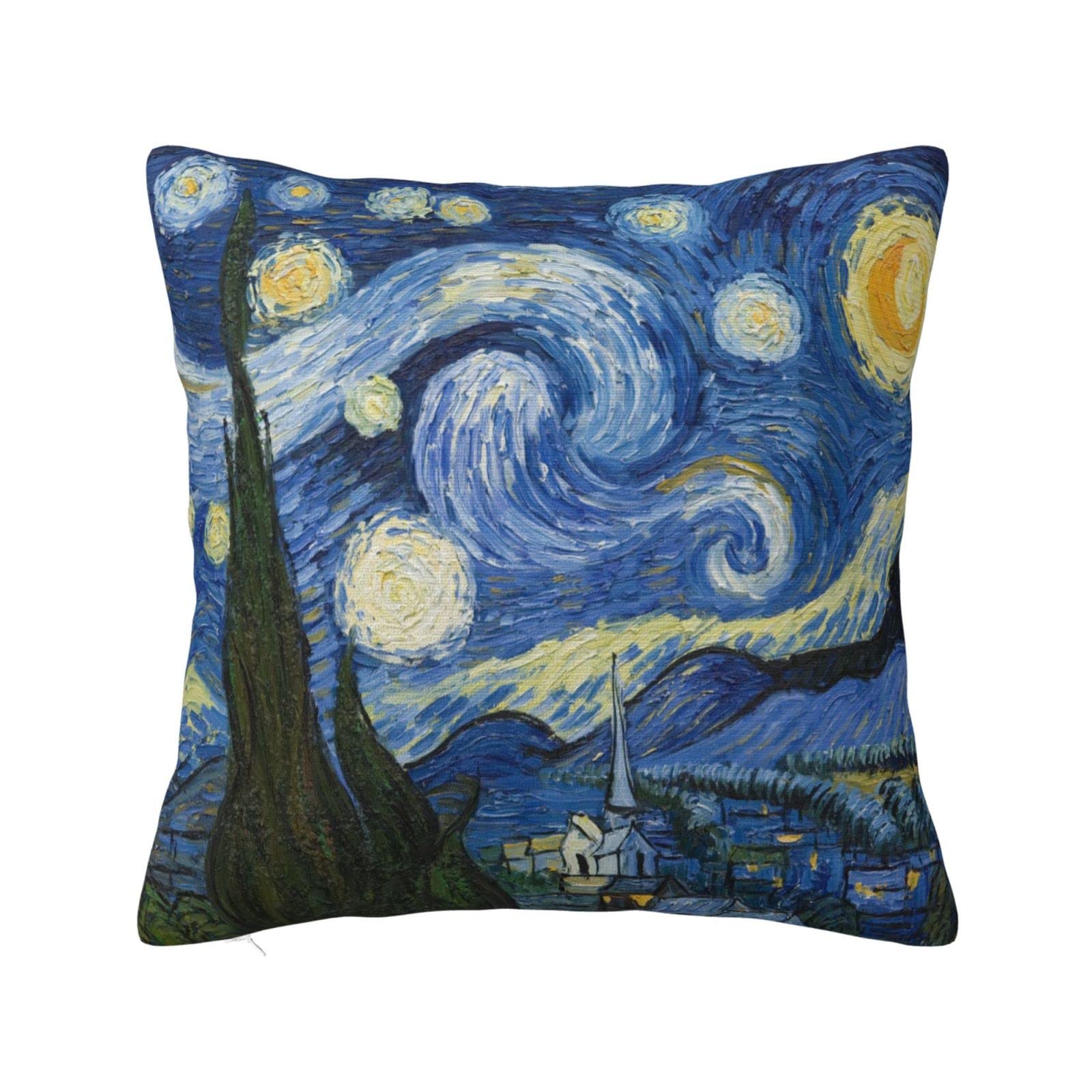 Van Gogh Starry Sky Night Art Throw Pillow Cover Case 18 X 18 for Couch Sofa Bed Home Decor