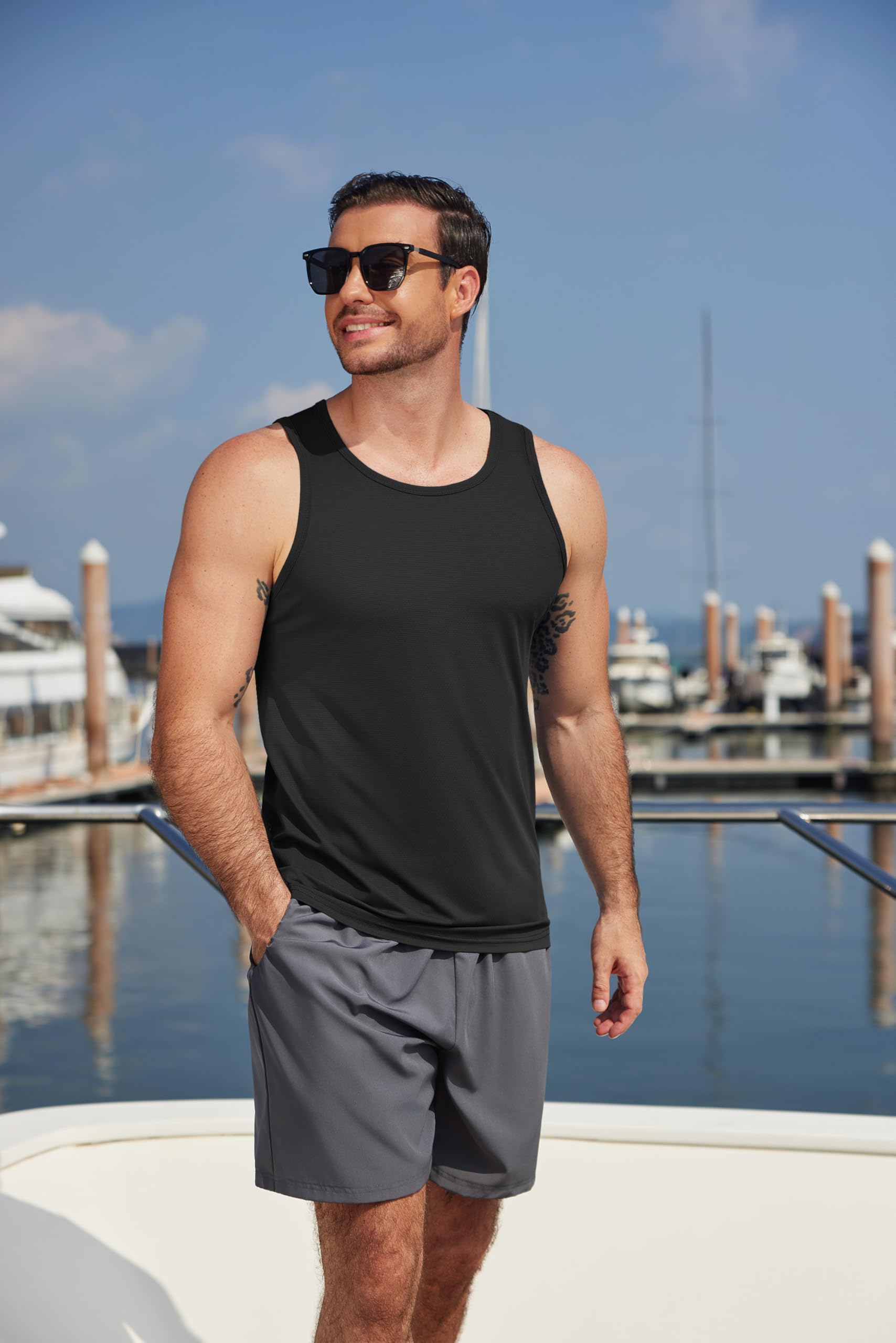 COOFANDY Débardeur d'entraînement pour homme UPF 50+ sans manches - T-shirt de sport à séchage rapide pour la natation, la plage