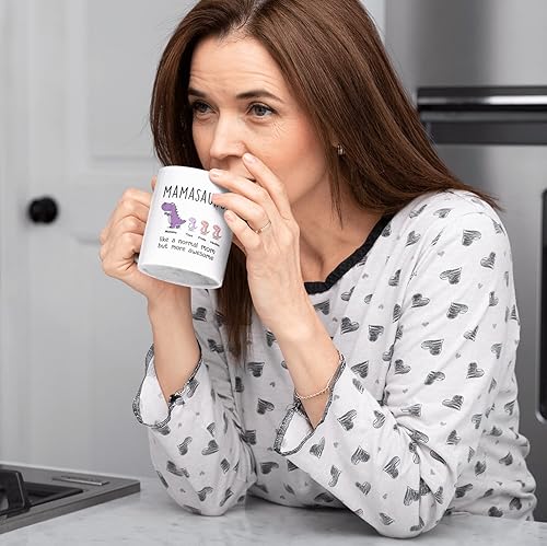 Miniatura 10 de Gossby Taza personalizada (1 niño) AUNTASAURUS Like a Normal Aunt but More Awesome - Taza de café para la abuela de parte de la nieta, nieto,