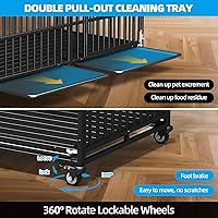 Vista 5 de Jaula resistente para perros de 64 pulgadas, indestructible, a prueba de fugas, para perros de ansiedad alta, extra XL, de gran tamaño, para razas