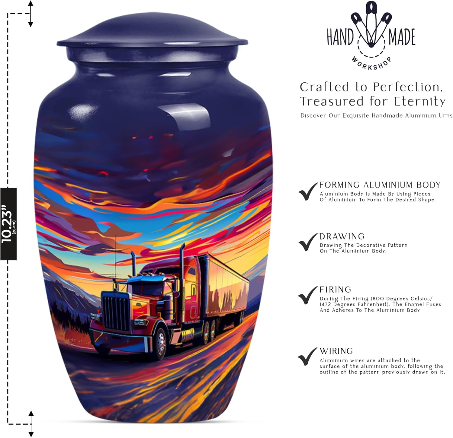 Truck Urn for Human Ashes Adult Male, Cremation urn for Human Ashes Adult Female, Memorial Gift for Decorative 10Inch
