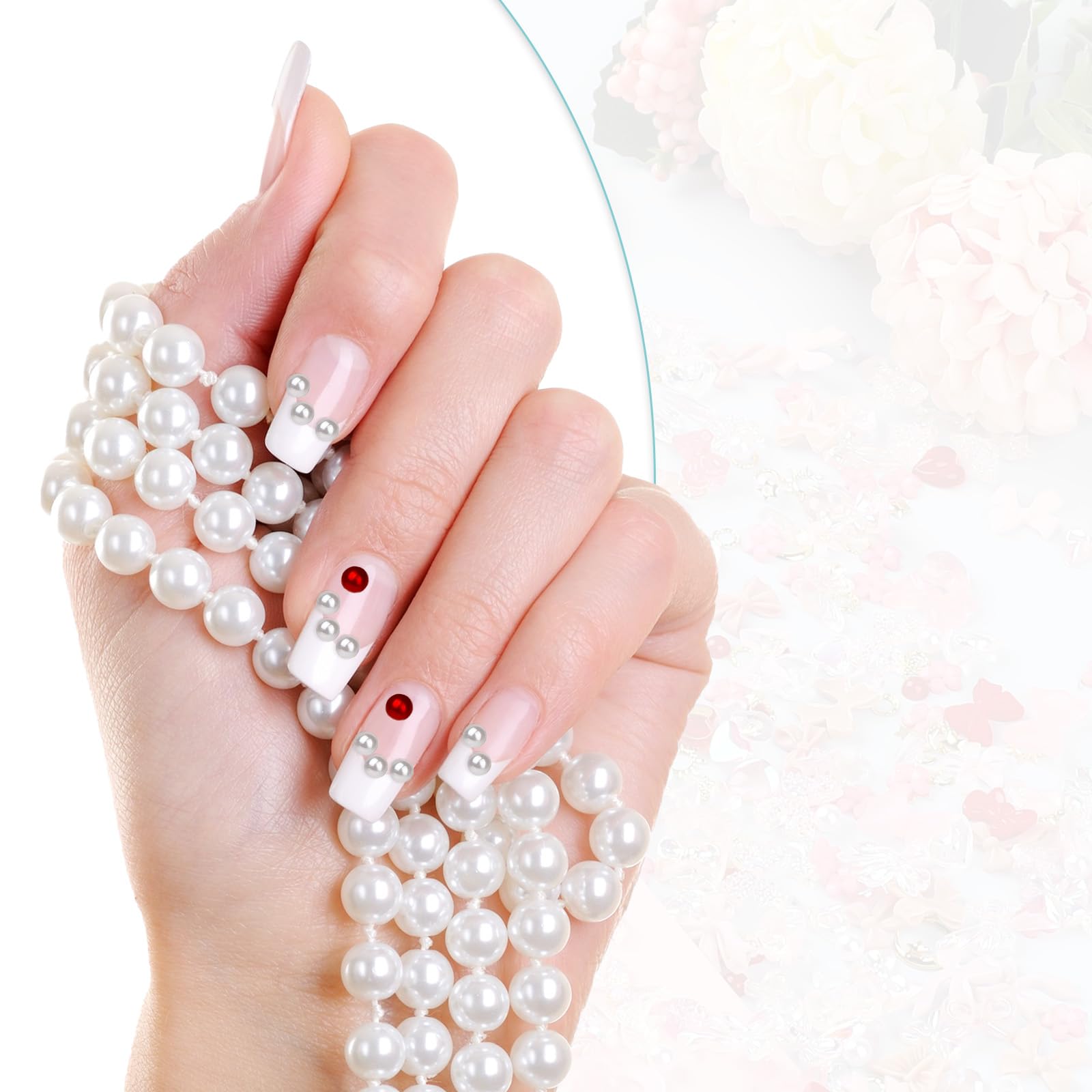 Bewudy Zestaw 500 sztuk ozdób do paznokci, dekoracja 3D, sztuczna żywica, śliczne akcesoria do manicure, kwiaty, kokardki, serca, do dekoracji paznokci, DIY (różowe), 560715_2_7ZHX175TZ