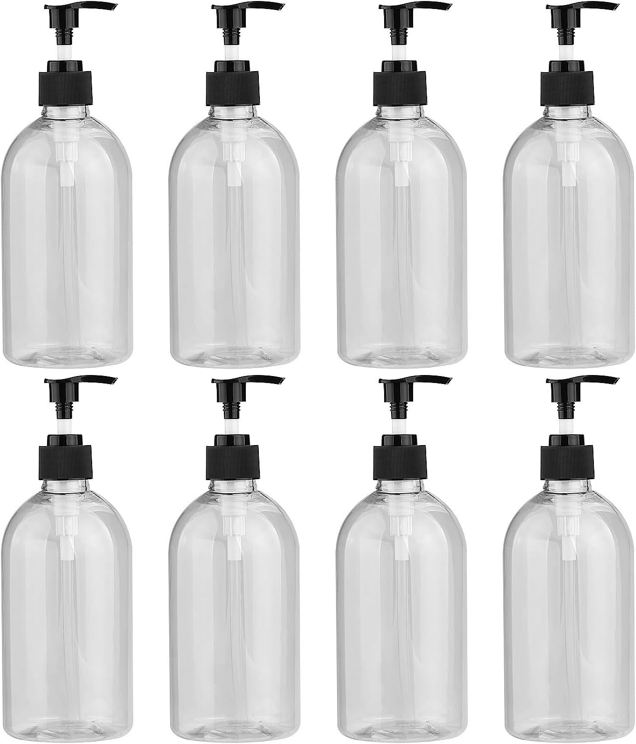 8Packs Plastic Pump Bottle Dispenser 17oz / 500ml