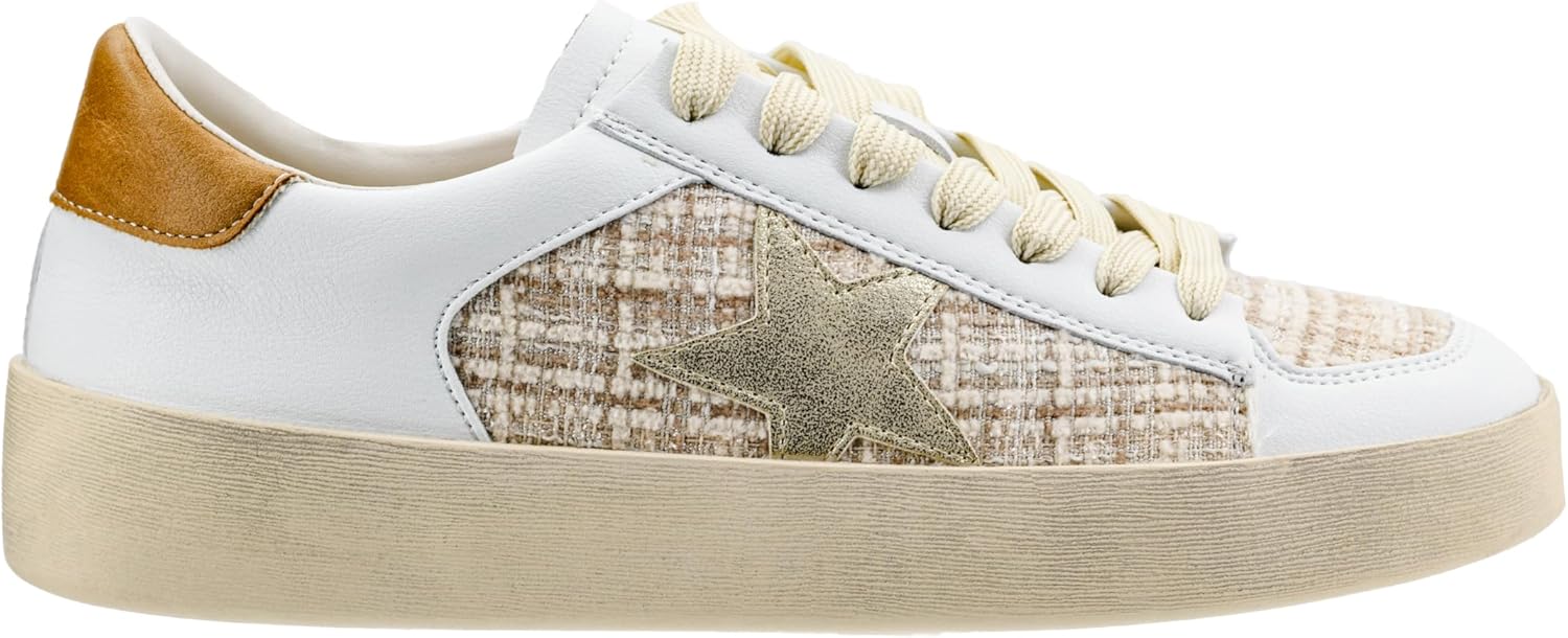 Corkys Footwear Hey Girl Womens Another Round Fashion Sneakers - Featuring a Star Patch and Studs On The Side, Lace-up Detail, and A Cushioned Footbed for All-Day Wear