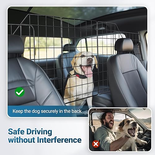 Miniatura 11 de rabbitgoo - Barrera protectora para perros en automóvil, ajustable, corte universal, resistente, malla de alambre y divisor de seguridad
