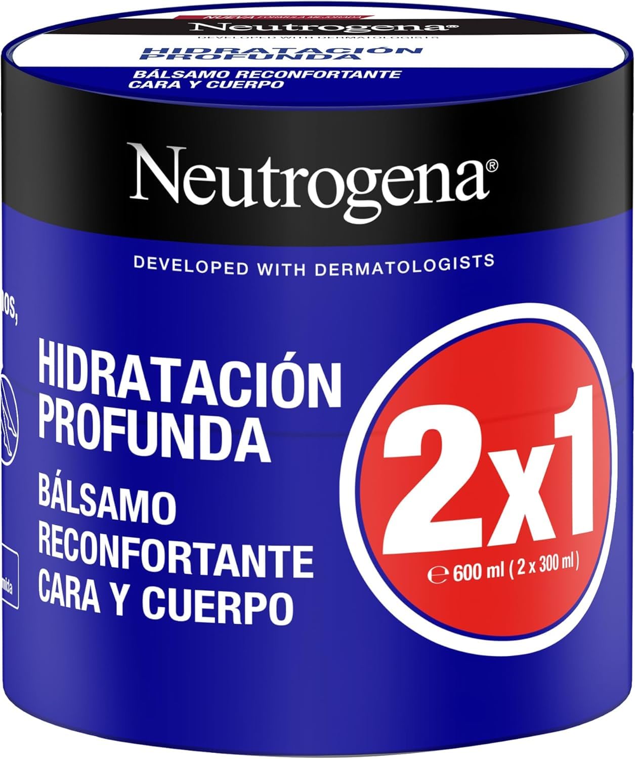 Neutrogena Fórmula Noruega Hidratación Profunda Bálsamo Reconfortante (Pack de 2 X 300 ml), crema hidratante corporal y facial con tecnología Pro-Ceramida para pieles secas