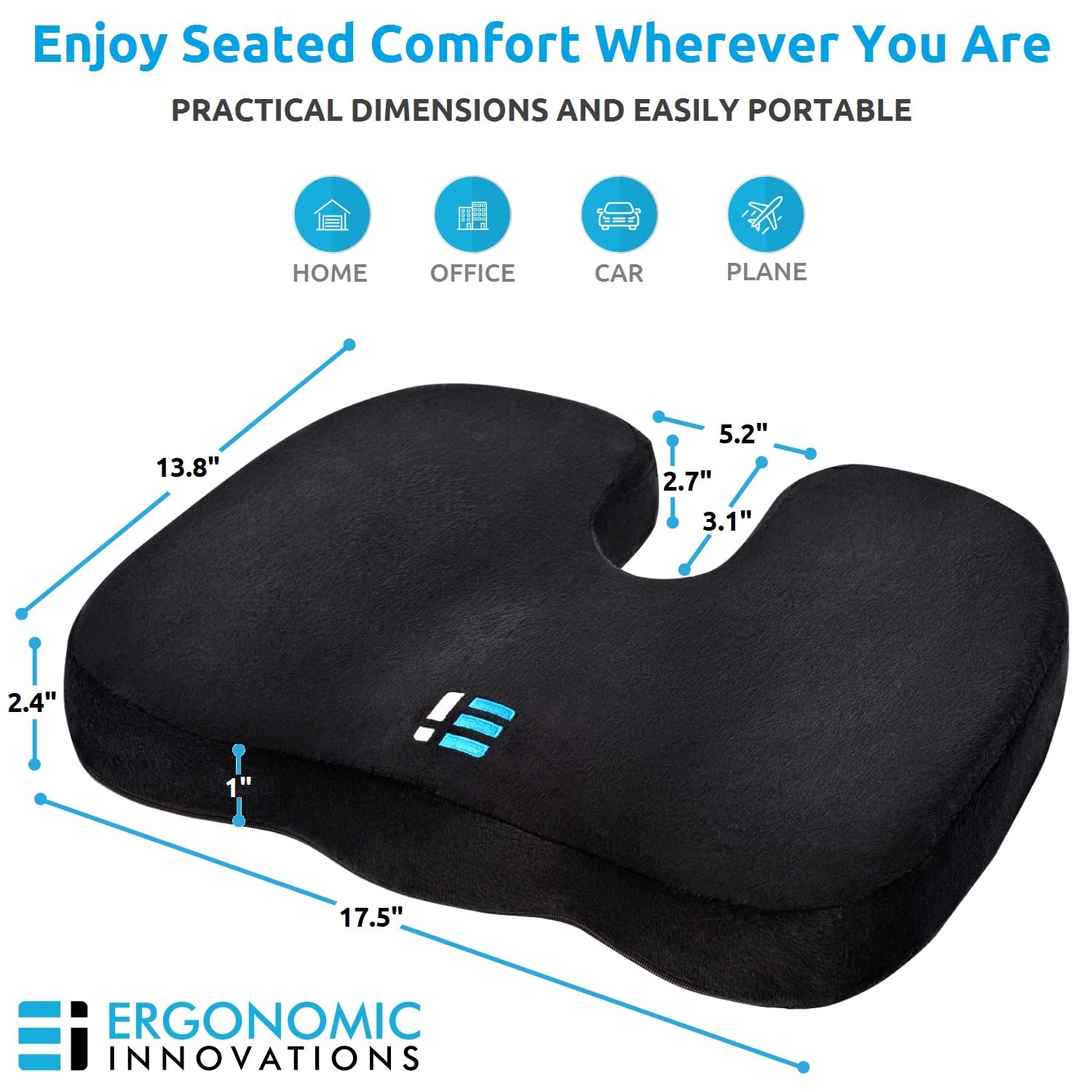 Gel Enhanced Memory Foam Orthopedic Seat Cushion Lower Back Support