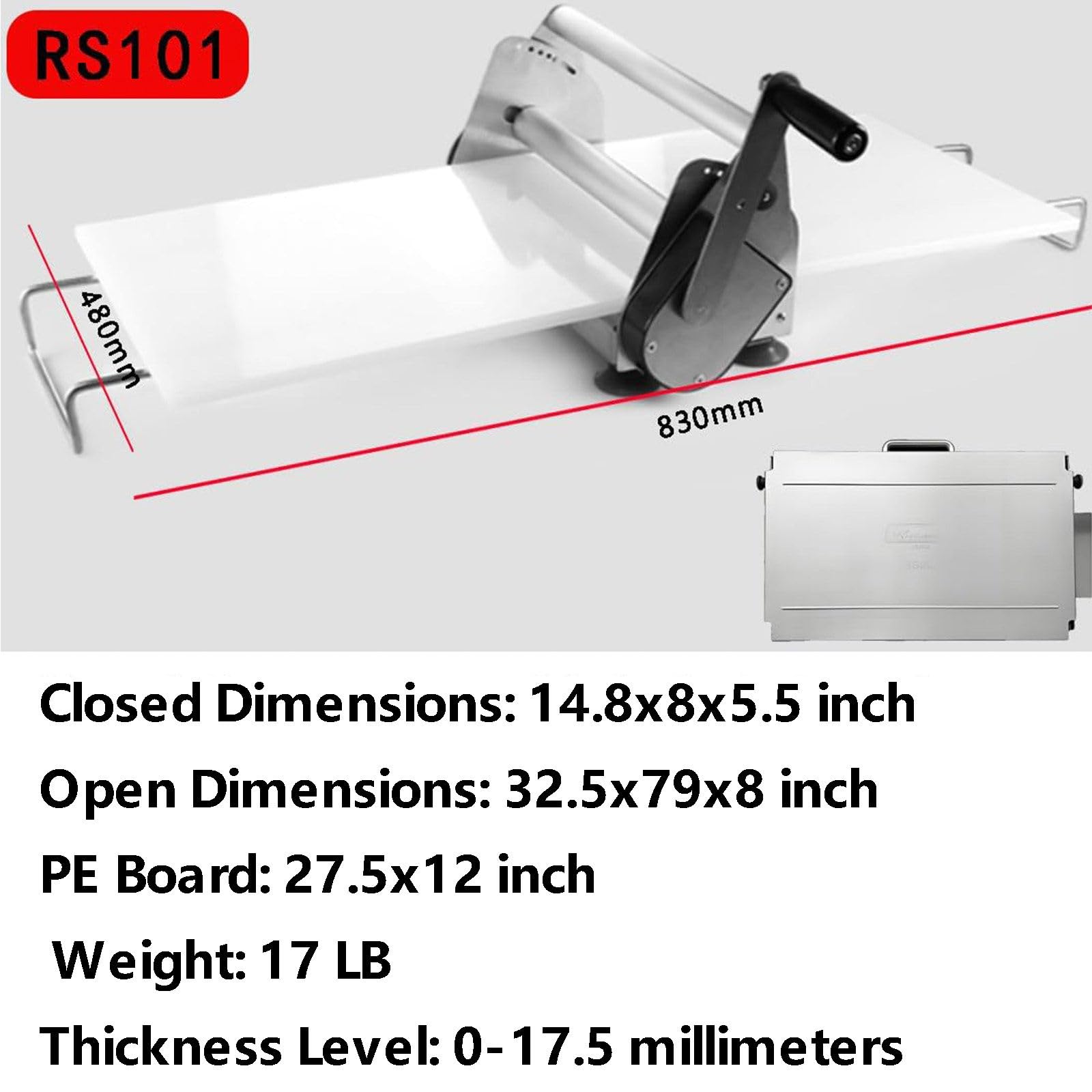 Rouleau à pâtisserie manuel pliable en acier inoxydable, épaisseur réglable pour boulangerie, pizza, croissant – Usage commercial et domestique