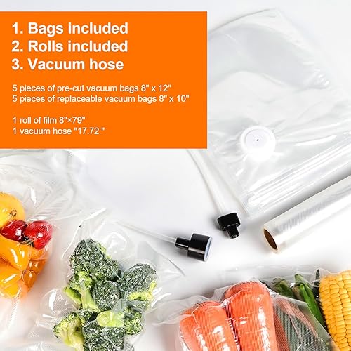 Miniatura 5 de Sellador al vacío para alimentos, potente máquina selladora al vacío de 90 kPA con báscula digital de cocina, sellador al vacío de alimentos 12 en 1