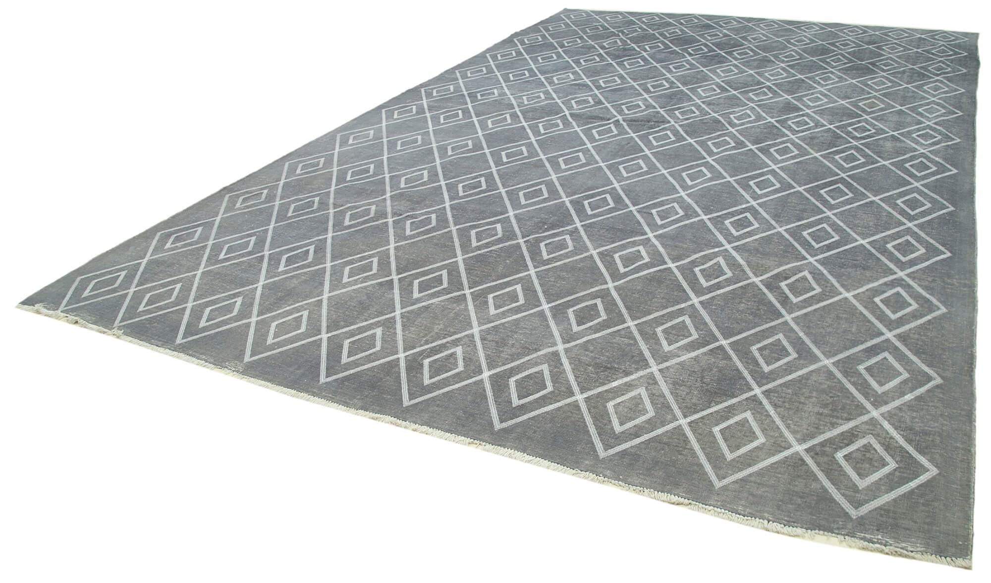 911 x 1511 - 302 x 484 Cm Geometric Carpet Grey Geometric Bohemian Wool Cotton Handmade Handknotted Vintage