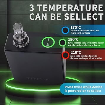 TRIO III Portable Herbal Vaporizer Dry Herb Vaporizer - Temperature Control, Quick Swapped Chamber, Pure Clean Vapor - (Water bubbler included)