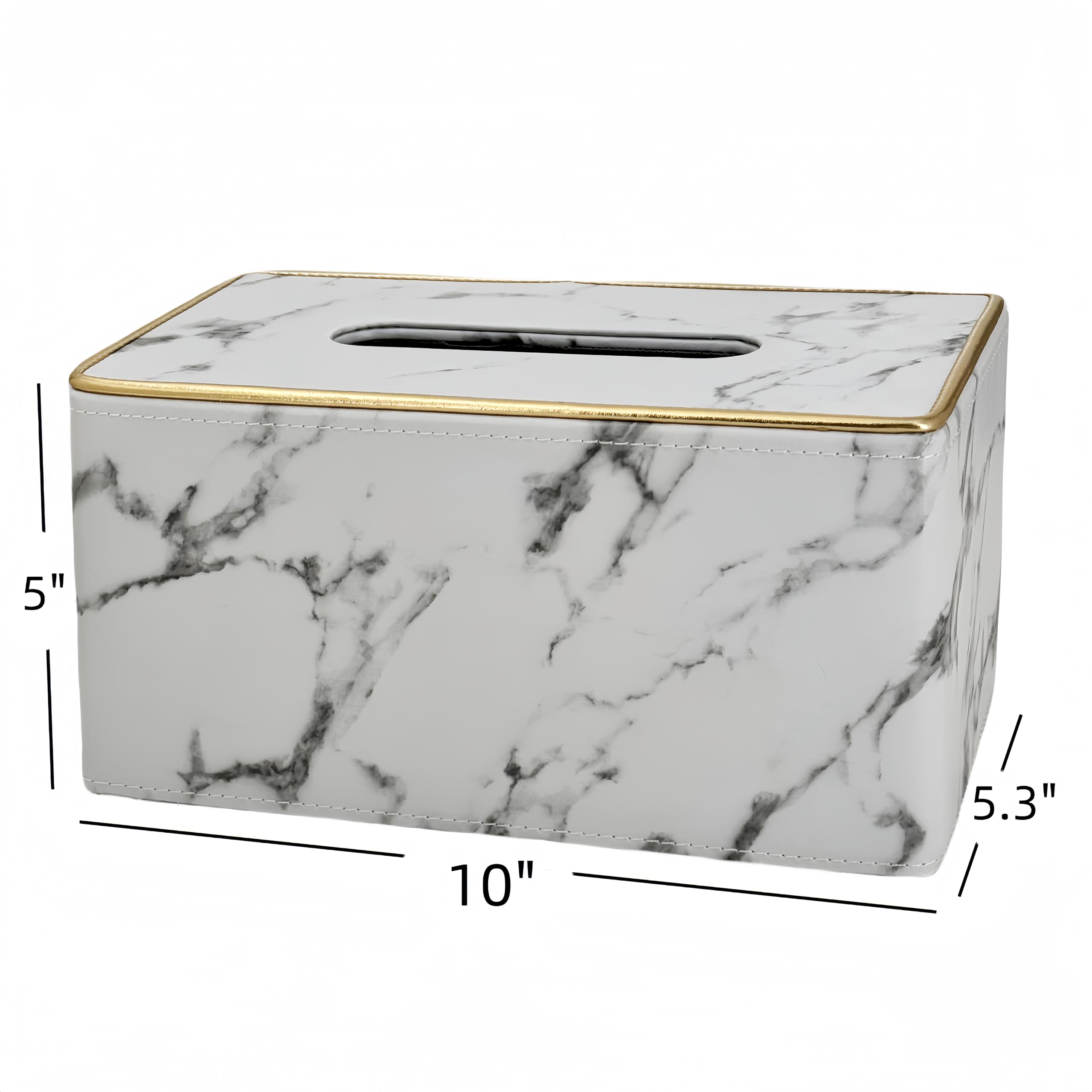 PU Leather Tissue Box, Napkin and Facial Tissue Holder, Pumping Paper Case,Suitable for Home,Office,Restaurant,Bar and Hote Etc (Marble)