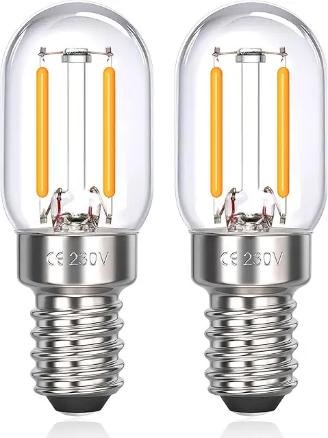 E14 LED Bulb 2W Warm White 2700K for Refrigerator & Salt Lamp - 2 Pack