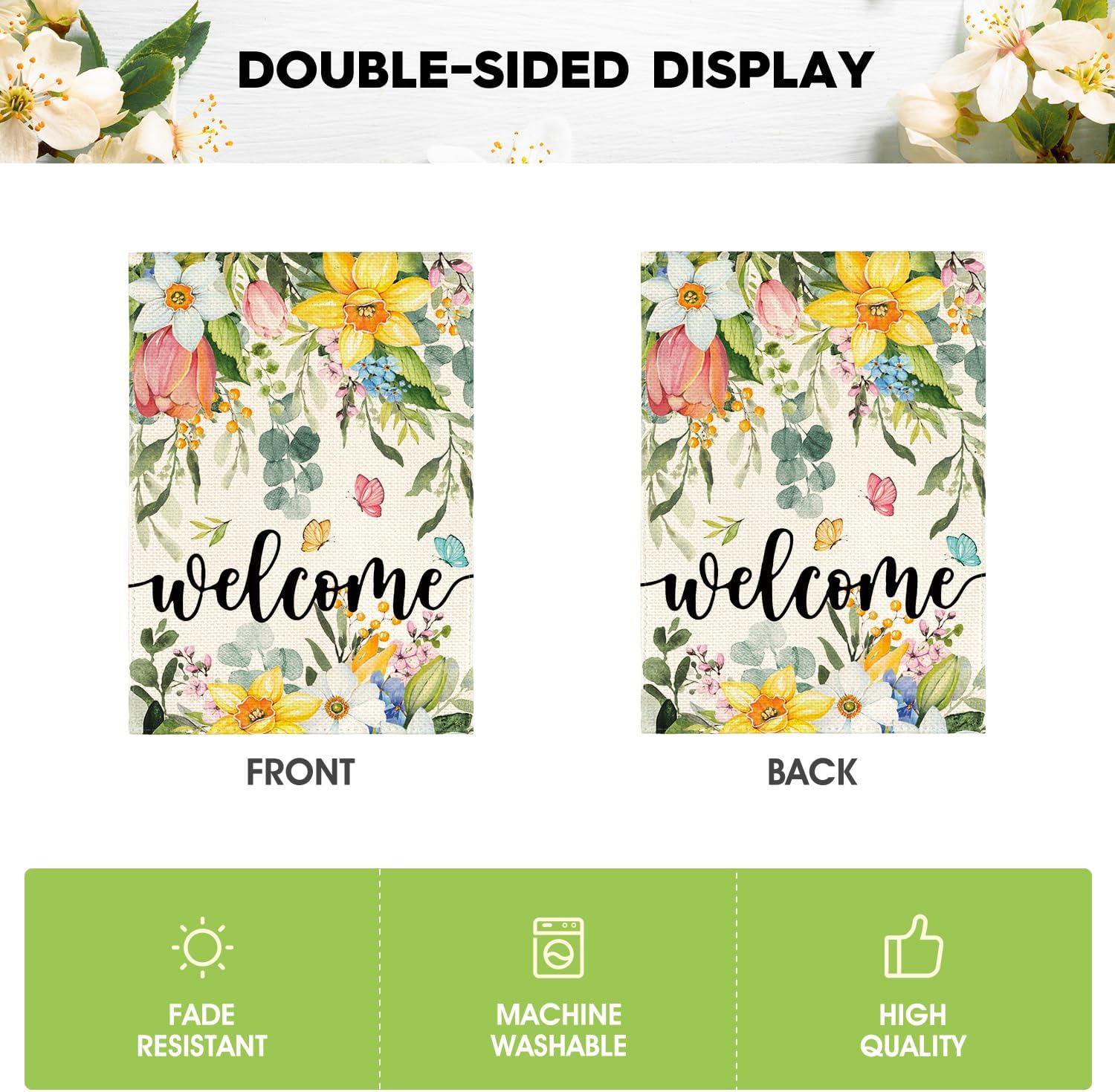 AVOIN colorlife Spring Flowers Garden Flag 12 x 18 Inch Double Sided, Seasonal Welcome Yard Outdoor Flag - Image 6