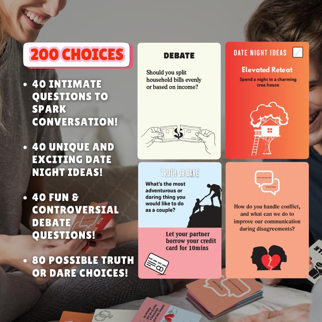Date Night - The Perfect Game for Couples | Conversation Starters, Date Night Ideas, Fun Games & Debates | Anniversary | Valentine's Day | Stocking Fillers | Couples Games