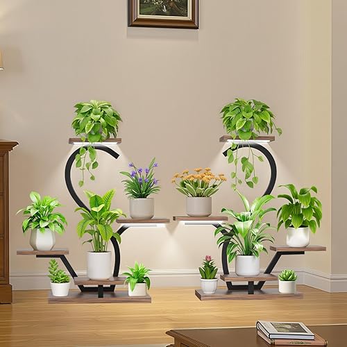 Soporte para plantas de interior con luces de crecimiento - Estante para plantas de interior de 5 niveles, soporte pequeño de 30" para múltiples
