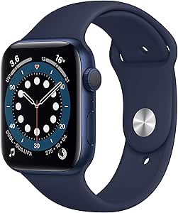 Apple Watch Series 6 GPS, 44 mm blaues Aluminiumgehäuse mit Deep Navy Sportband (Generalüberholt)