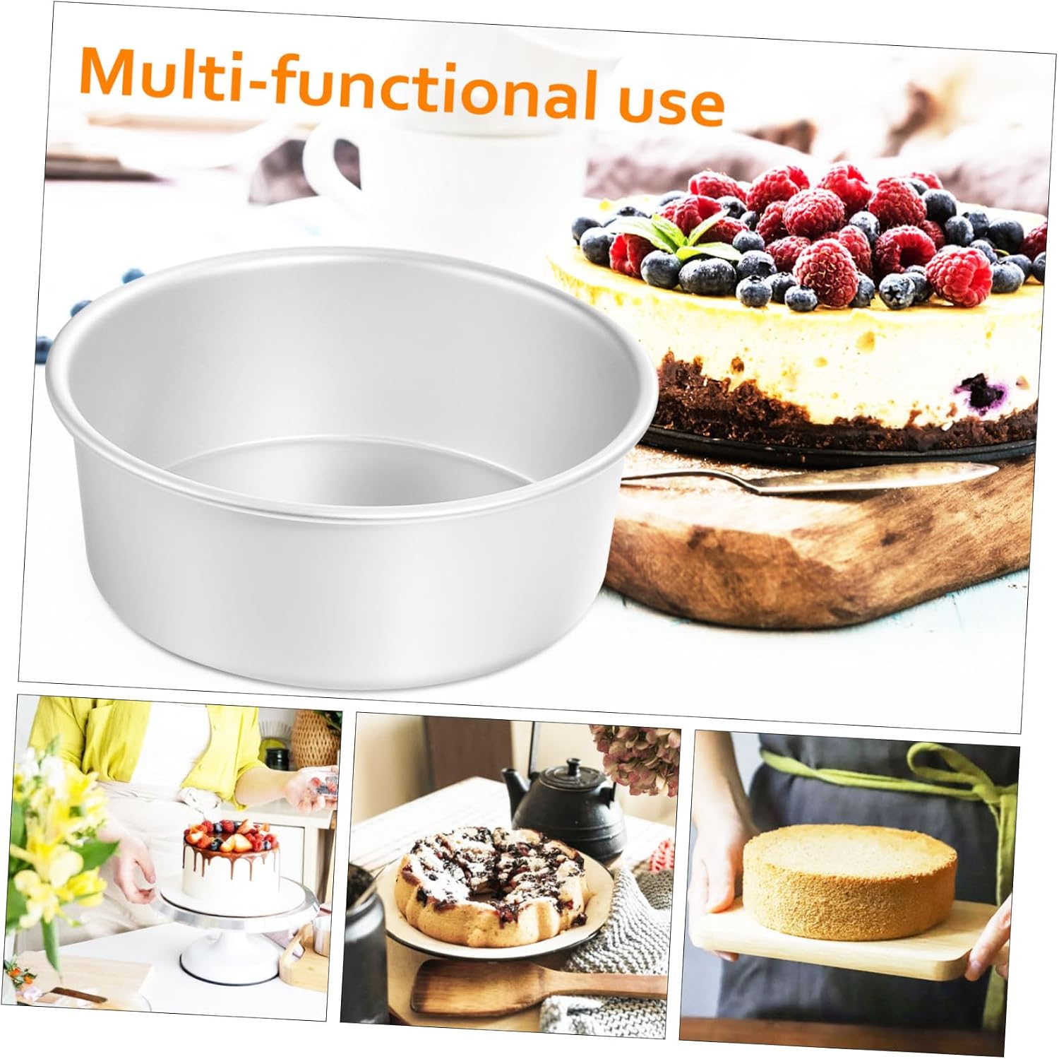 3pcs Round Cake Molds Aluminum Baking Pans Nonstick Cheese Cake Molds for Wedding Easy Release Versatile