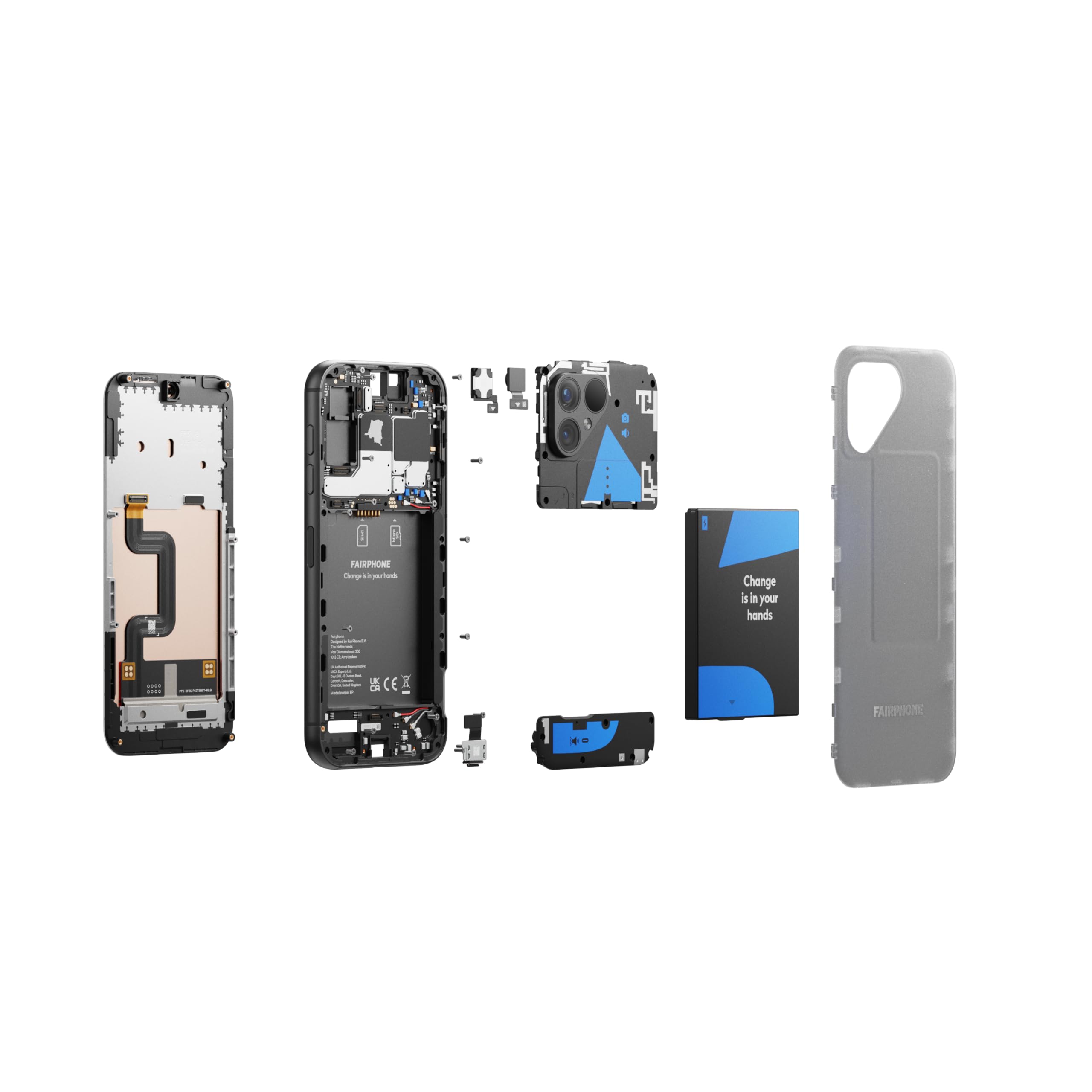 Smartfon Fairphone 5 5G Sustainable (wyświetlacz 6,46”, podwójny aparat 50 MP, 8 GB/256 GB, 4200 mAh, Android 14) ze śrubokrętem, przezroczysta edycja