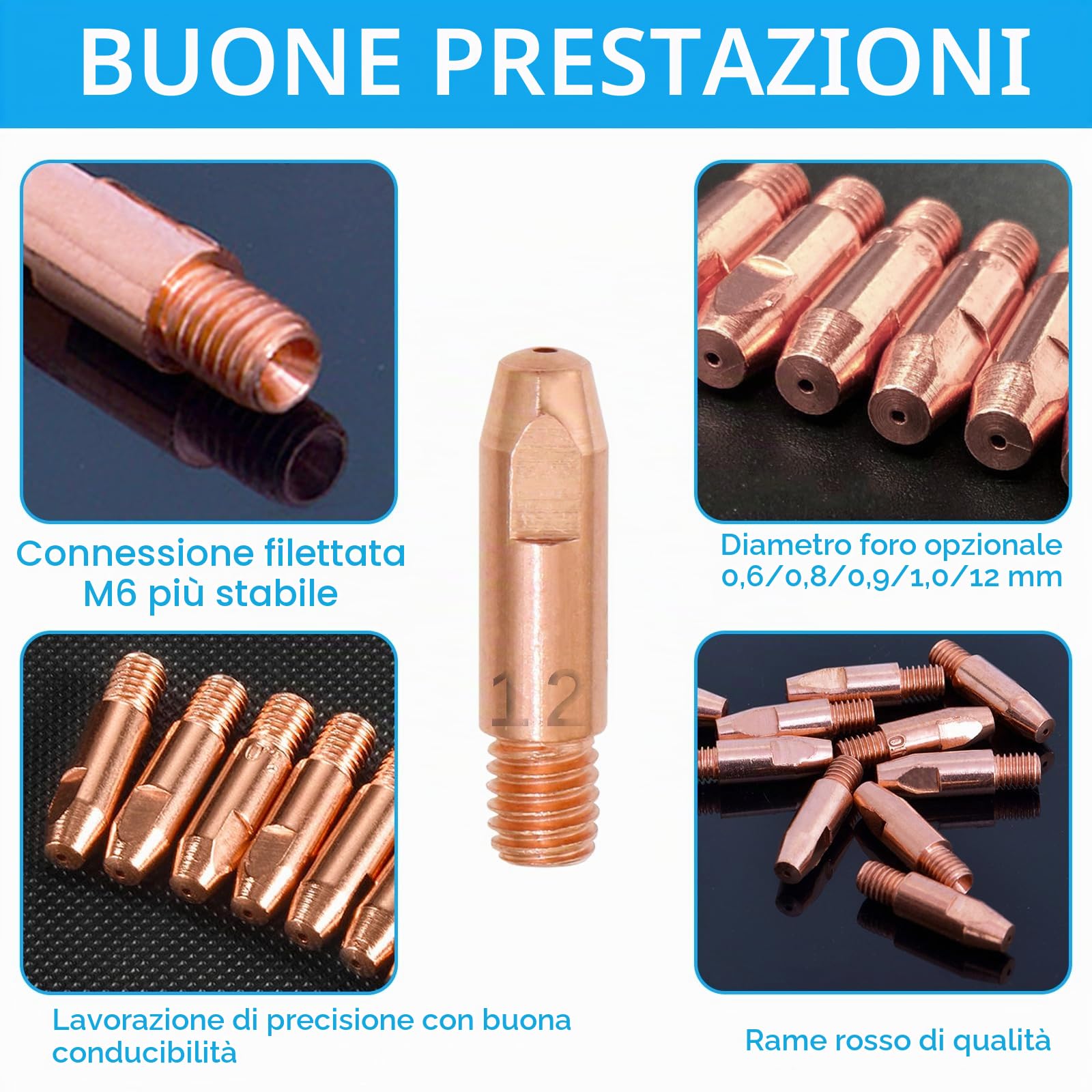 10 PZ Parti Usurate Ugello Gas 1,2mm Accessori per Saldatrice a Gas di Protezione per Saldatura MB24KD MIG MAG Accessori per Saldature Set di Materiali di Consumo per Saldatrice a Torcia MB24