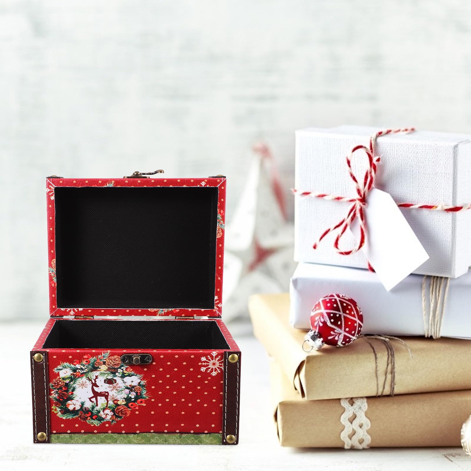 Toyvian 2 Stück Weihnachts Aufbewahrungsbox im Vintage Stil für | Dekorative Kasten mit Großer Kapazität, für Bonbons und Pfefferminz, Festliche Deko für Weihnachten