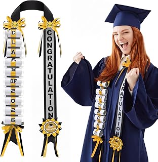 Lyrow Black and Gold Graduation Money Lei Class of 2026 Ribbon Money Lei Graduation Cash Gift for Congrats Graduates Grad Leis with Cash Holder for Senior High School Party Supplies (Classic)