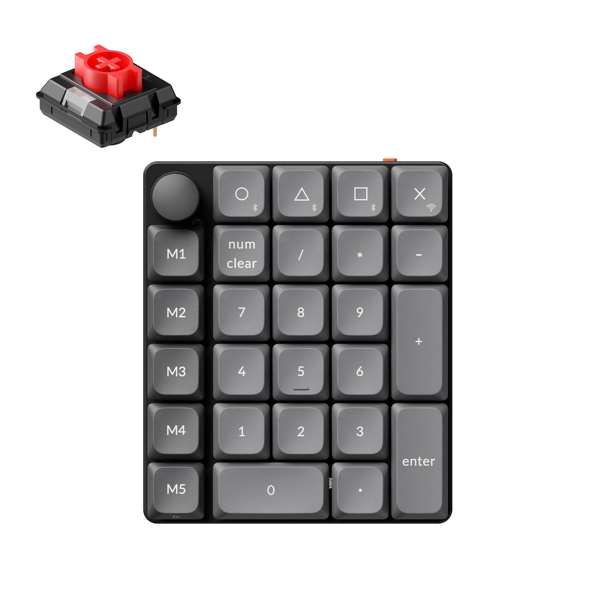 Keychron K0 MAX Teclado Numérico Inalámbrico Low-Profile, 27 Teclas, 1000Hz Polling Rate, Numpad Programable, 2,4 GHz/Bluetooth 5.3 / USB-C, Knob, Intercambiable en Caliente, Interruptor Rojo