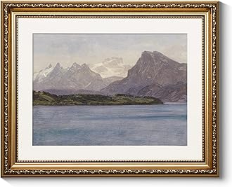 ARPEOTCY Vintage Gold Framed Wall Art, Coastal Range Seaside Landscape Paintings 13x16 inch Victorian Wall Decor for Living Room Bedroom Bathroom Canvas Prints Antique Pictures Frame