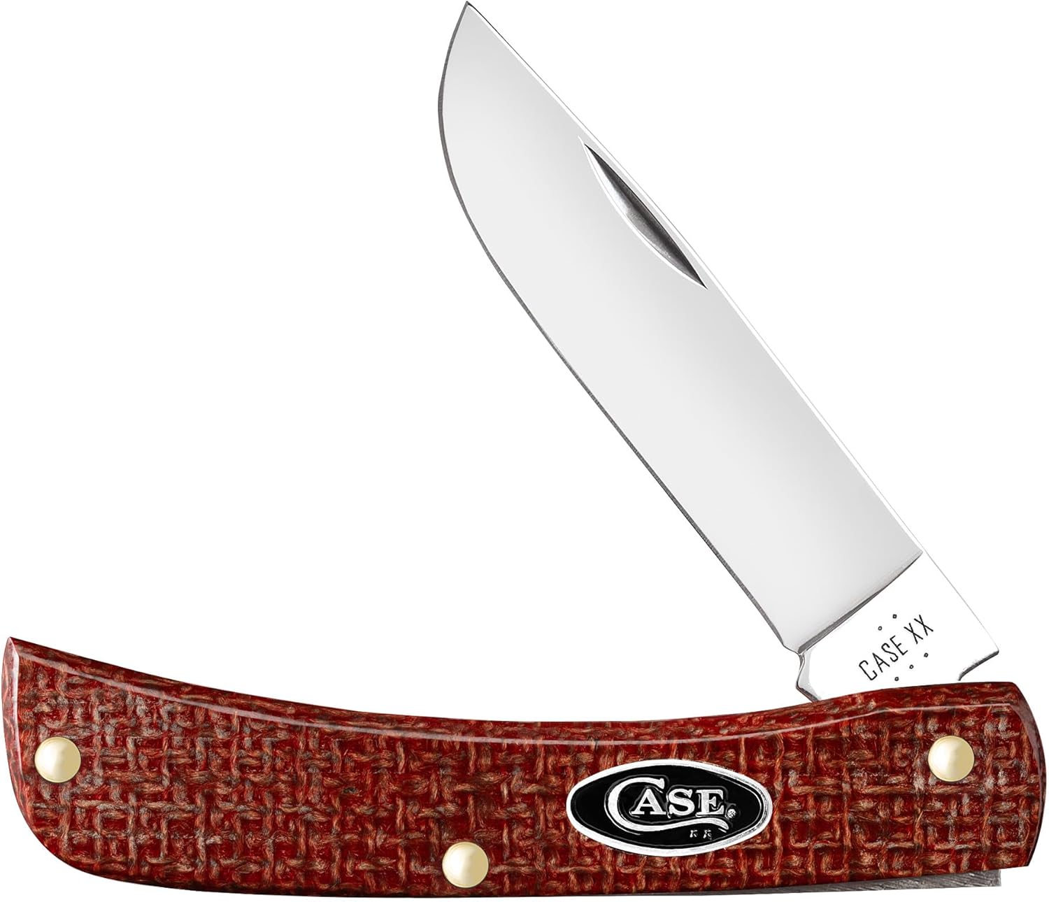 Case XX Pocket Knife SOD BUSTER JR - DARK RED BURLAP MICARTA Item #12273-10137 CS - Length Closed: 3 5/8Inches