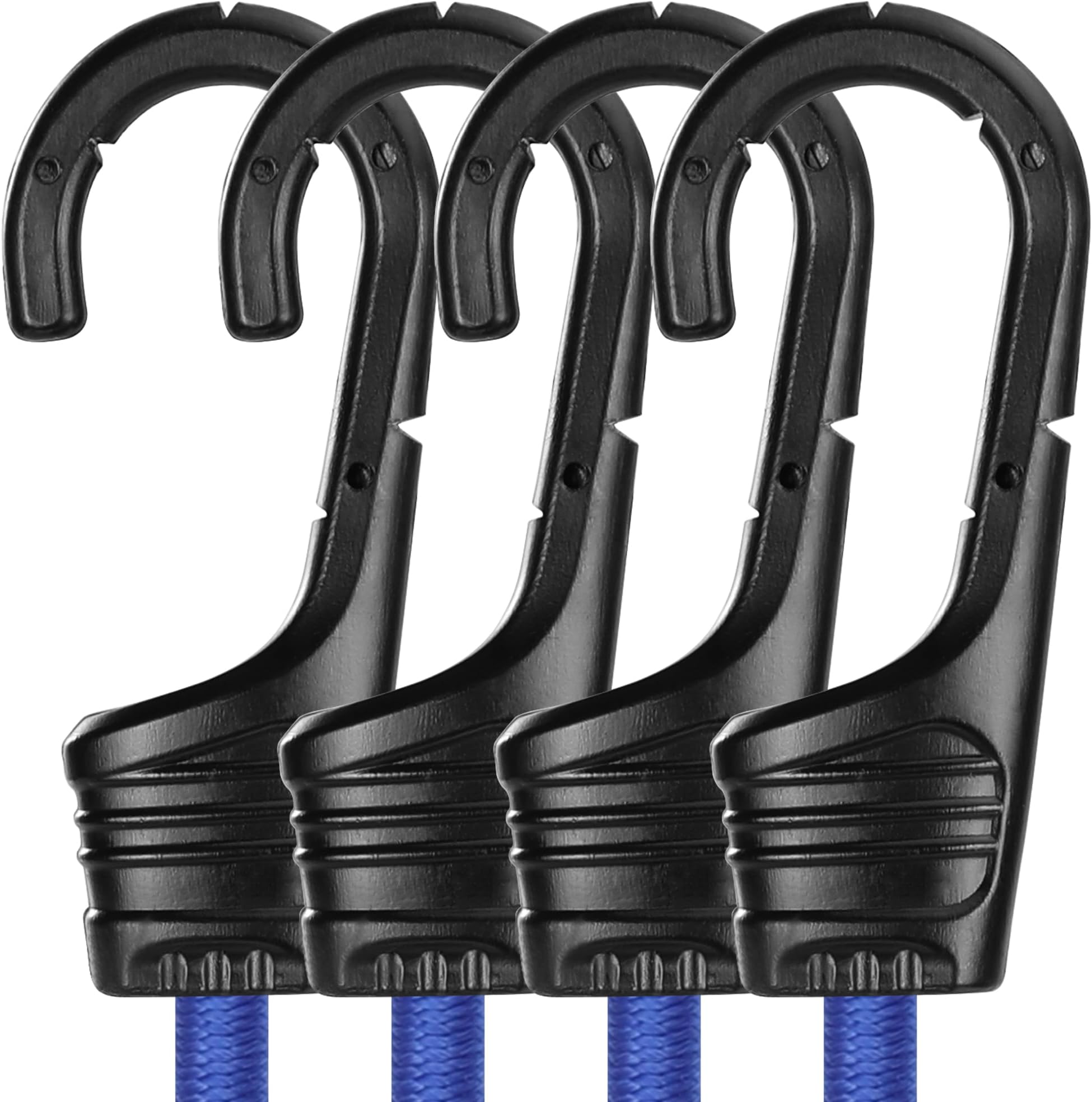 WORKPRO 24 Inch Bungee Cords with Hooks, 4 Pack Superior Rubber Heavy Duty Bungee Straps Strong Elastic Rope for Outdoor Tent, Luggage Rack, Camping, Cargo, RV, Bike, Transporting, Storage, Blue